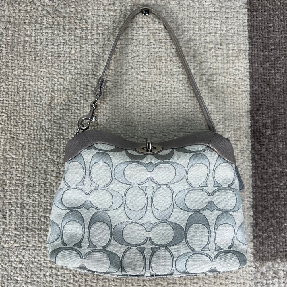 Y2K Coach Grey Signature C Jacquard Turnlock Mini Hobo Bag Shoulder